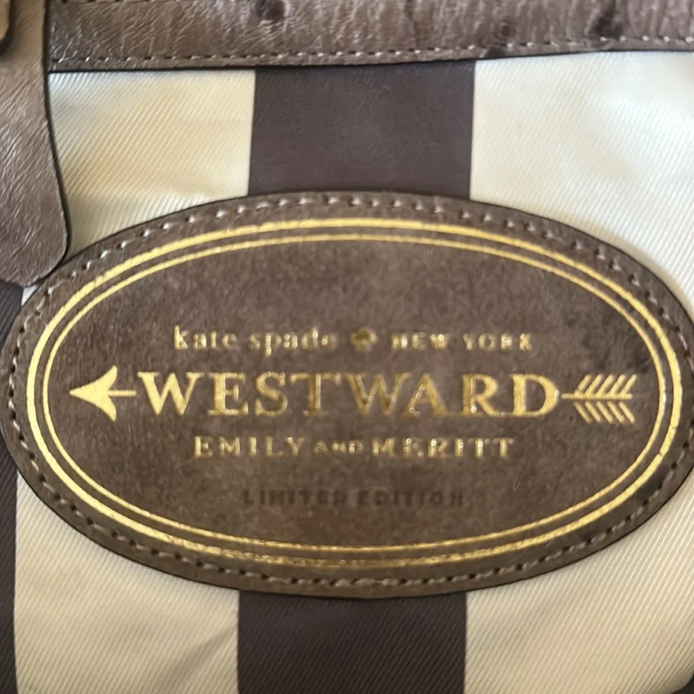 Kate Spade Westward Adventurer Satchel Taupe Ostrich Suede Large  Bag